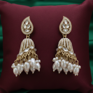 Gold Plated Pearl Jhumka Earrings for Women