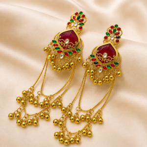 Gold Plated Kashmiri Long Chain Earrings | Siya Ratna Jewellery