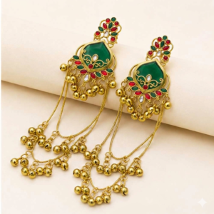 Gold Plated Kashmiri Long Chain Earrings for Women | Siya Ratna Jewellery