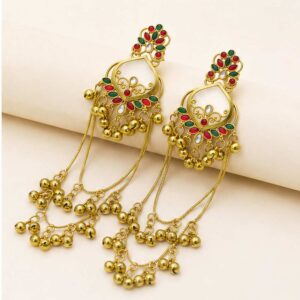 Gold Plated Kashmiri Long Chain Earrings for Women