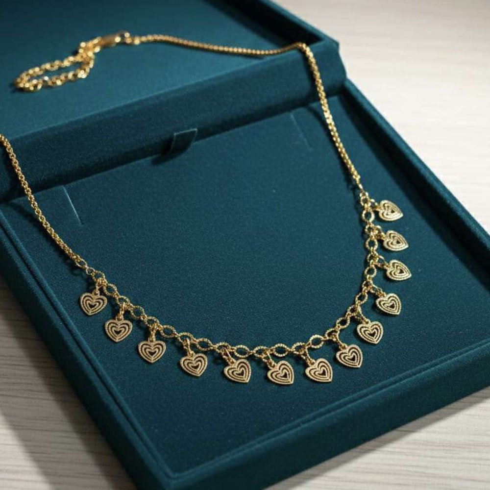 Stylish Gold Plated Heart Charm Chain (Art No.140) - Image 5