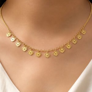 Gold Plated Cut Heart Charm Necklace (Art No.141)