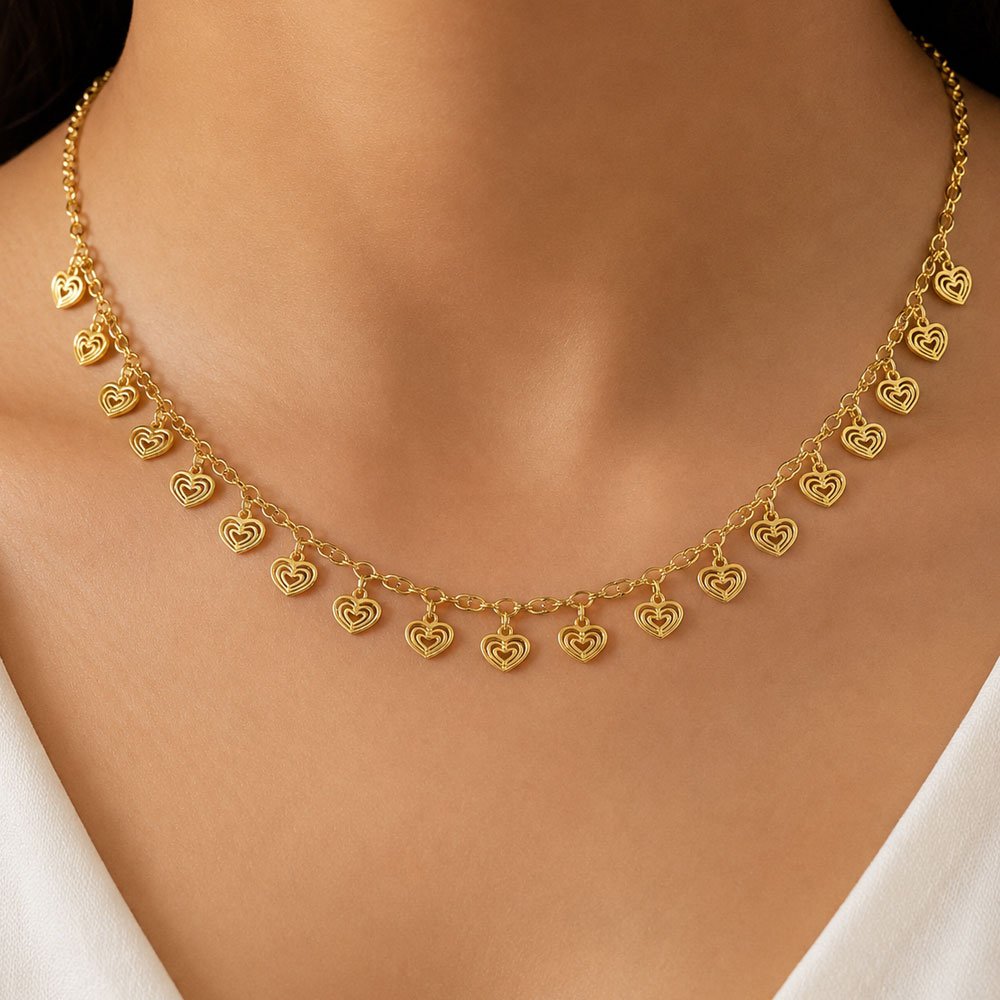 Stylish Gold Plated Heart Charm Chain (Art No.140)