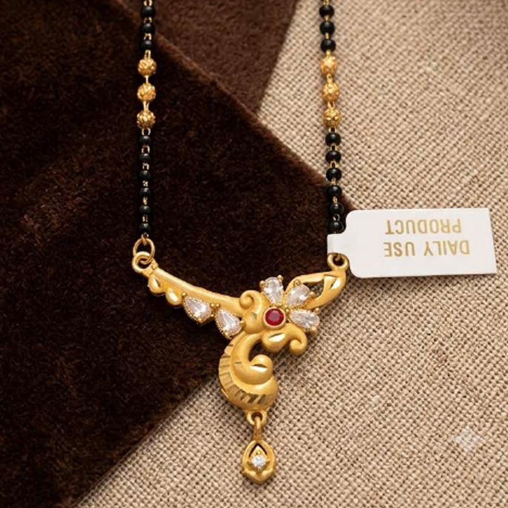 Traditional Gold Plated Paisley CZ Stone Mangalsutra Chain For Women (Art No.12) - Image 2