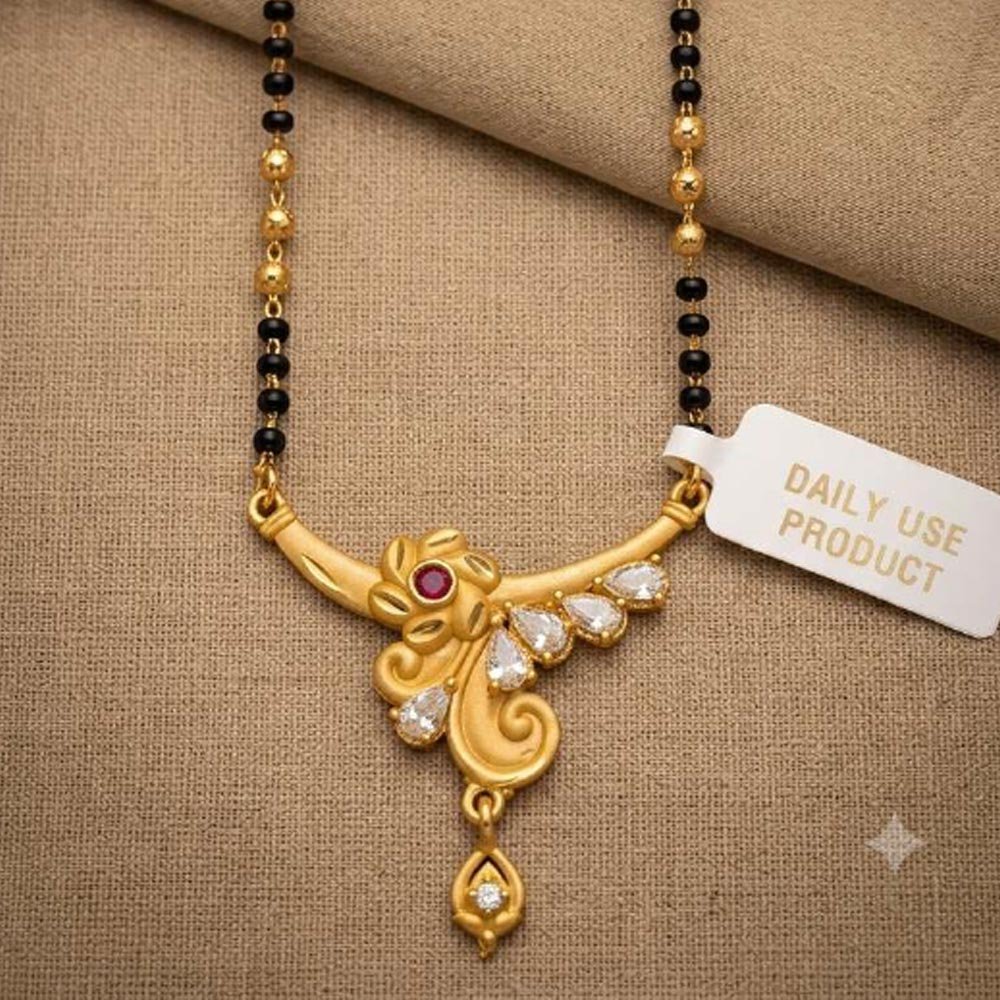 Gold Plated CZ Floral Mangalsutra Necklace For Women (Art No.11) - Image 2