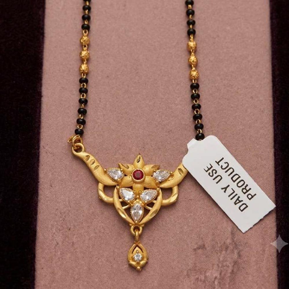 Traditional Gold Plated Floral AD Stone Mangalsutra For Women (Art No.15) - Image 2