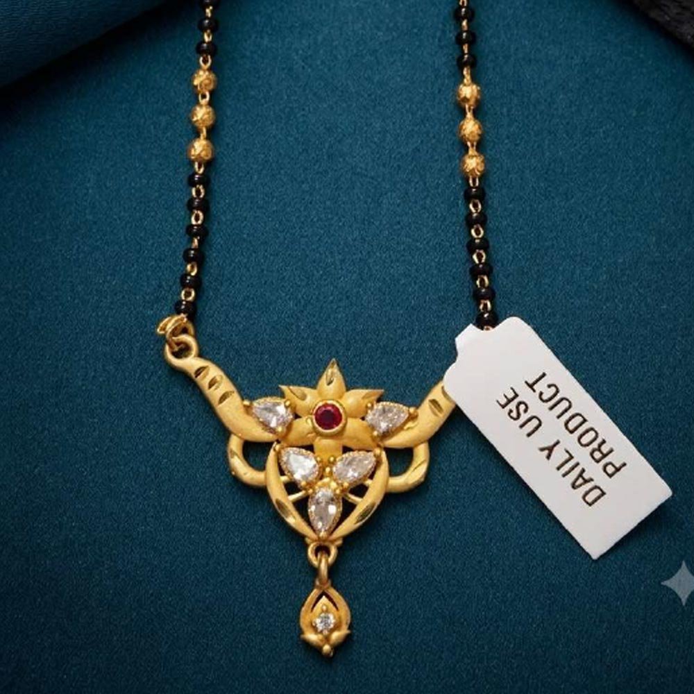 Traditional Gold Plated Floral AD Stone Mangalsutra For Women (Art No.15) - Image 3