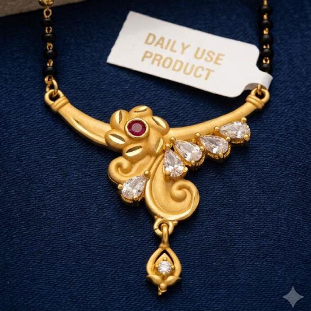 Gold Plated CZ Floral Mangalsutra Necklace For Women (Art No.11) - Image 3