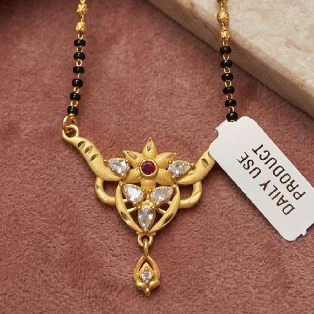 Traditional Gold Plated Floral AD Stone Mangalsutra For Women (Art No.15) - Image 4