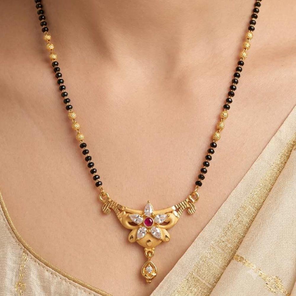 Gold Plated CZ Floral Daily Wear Mangalsutra For Women (Art No.16)