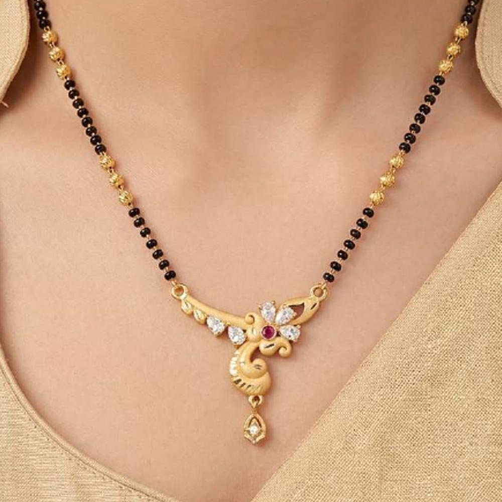 Traditional Gold Plated Paisley CZ Stone Mangalsutra Chain For Women (Art No.12)