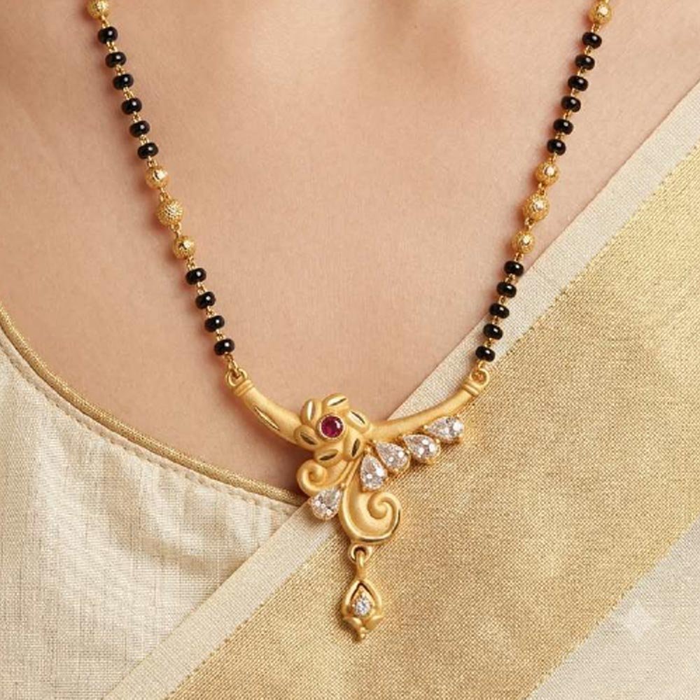 Gold Plated CZ Floral Mangalsutra Necklace For Women (Art No.11)