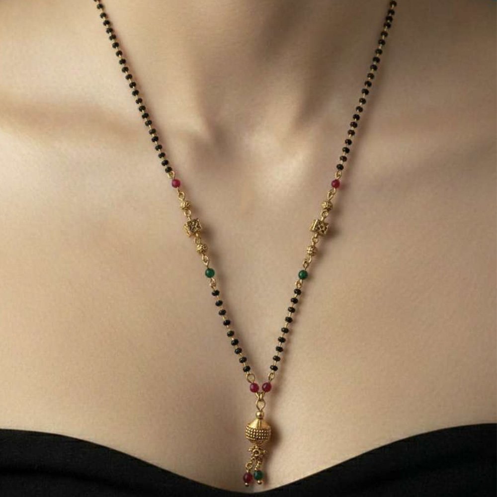 Traditional Gold Plated Black Bead Jhumki Mangalsutra For Women (Art No.144)