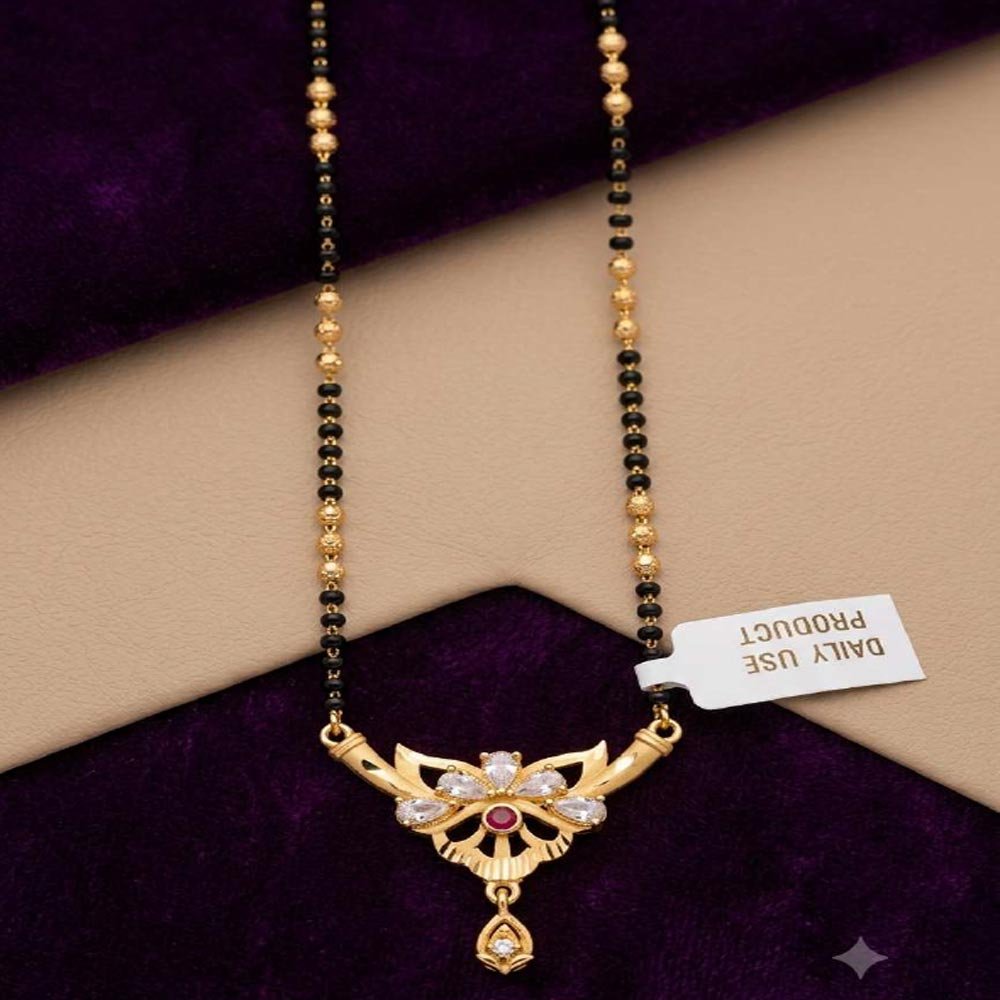 Gold Plated Floral CZ Daily Wear Mangalsutra For Women (Art No.20) - Image 2