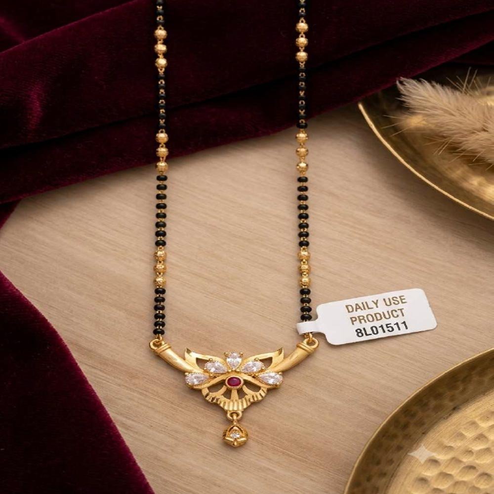 Gold Plated Floral CZ Daily Wear Mangalsutra For Women (Art No.20) - Image 4