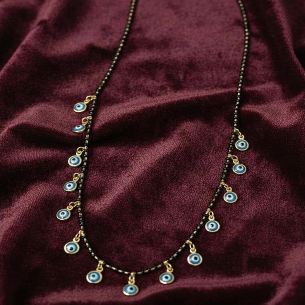 Gold Plated Blue Evil Eye Charm Mangalsutra Necklace (Art No. 164) - Image 2