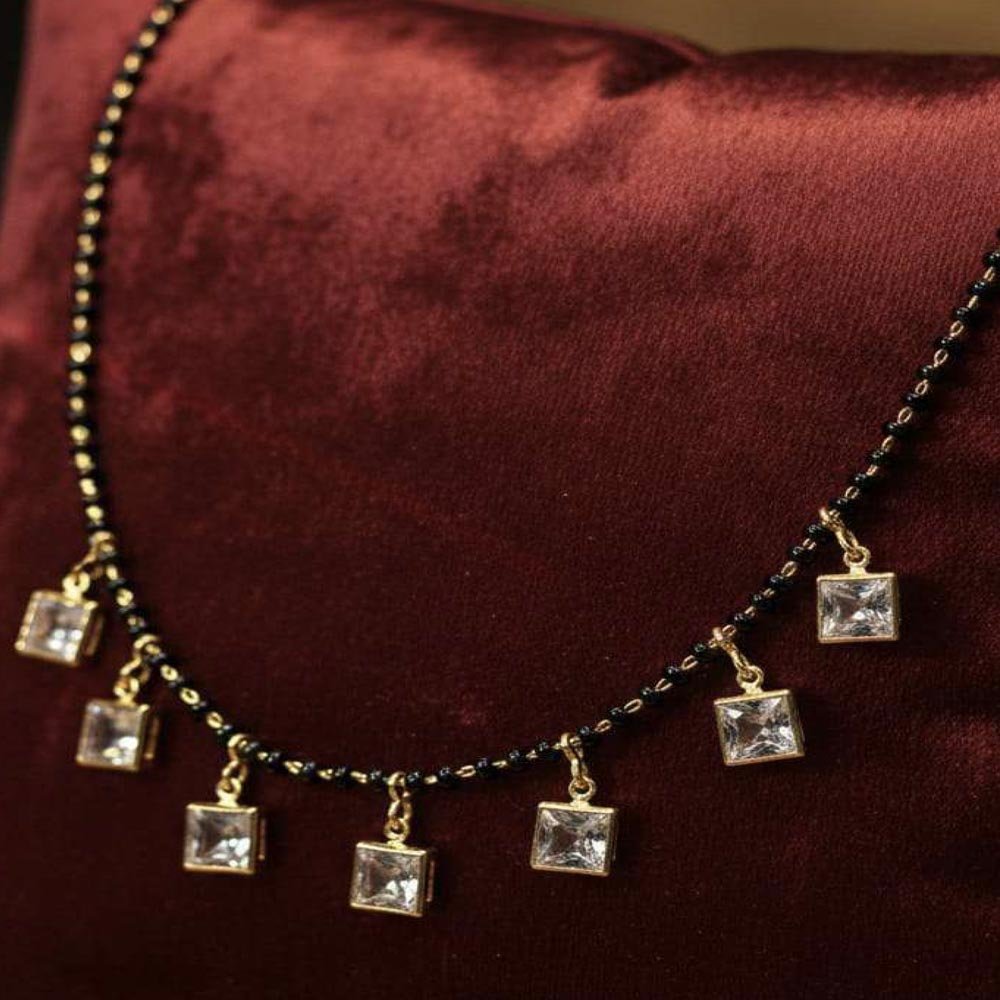 Gold Plated CZ Square Charm Mangalsutra For Women (Art No. 165)