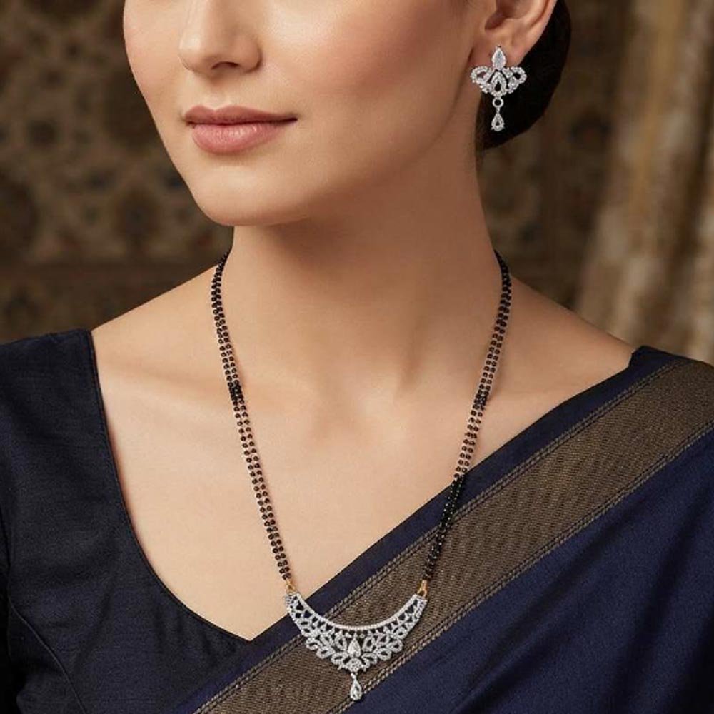 Silver Plated AD Stone Floral Mangalsutra Set For Women (Art No.108) - Image 3