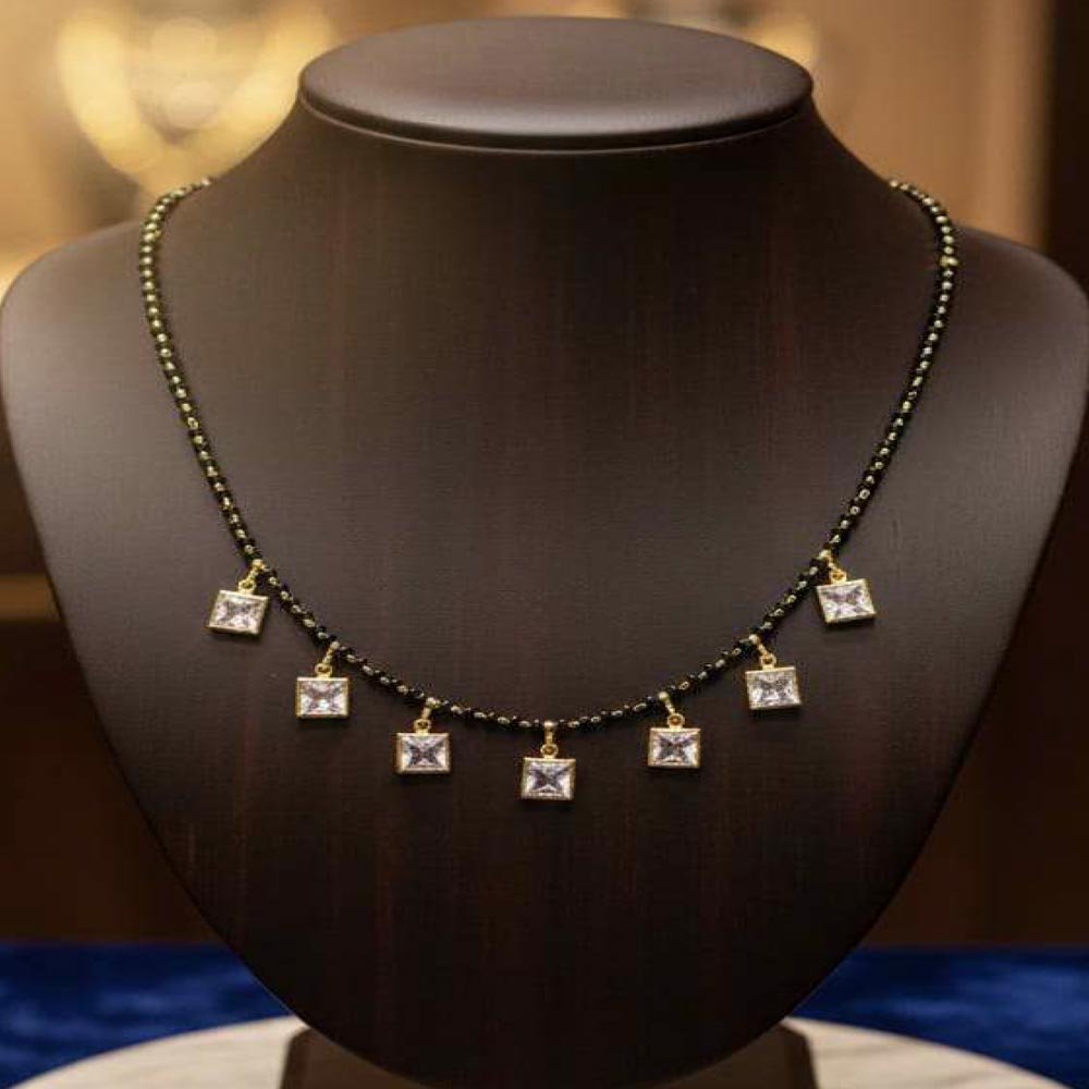 Gold Plated CZ Square Charm Mangalsutra For Women (Art No. 165) - Image 3
