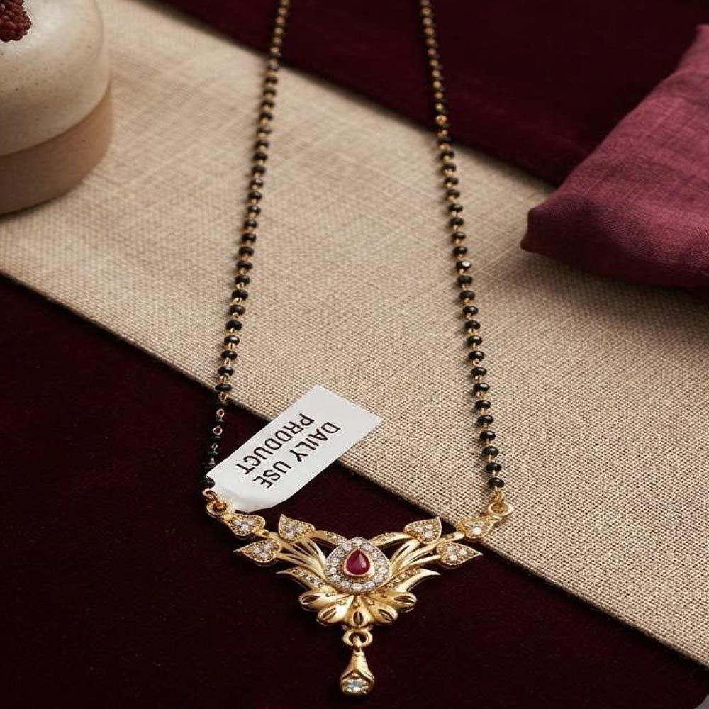 Gold Plated Ruby AD Traditional Mangalsutra for Women (Art No. 175)
