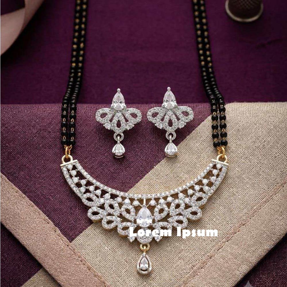 Silver Plated AD Stone Floral Mangalsutra Set For Women (Art No.108)