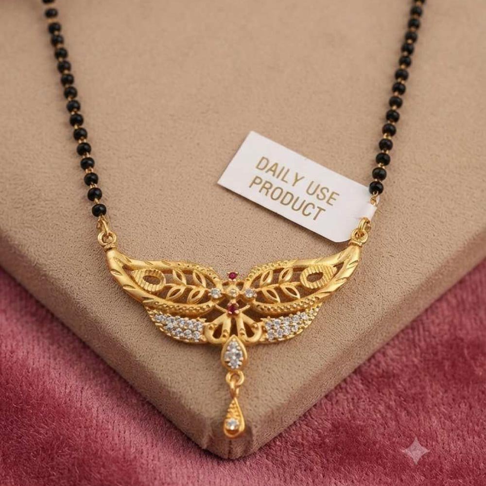 Gold Plated Leaf Design Daily Wear Mangalsutra for Women ( Art No.178)
