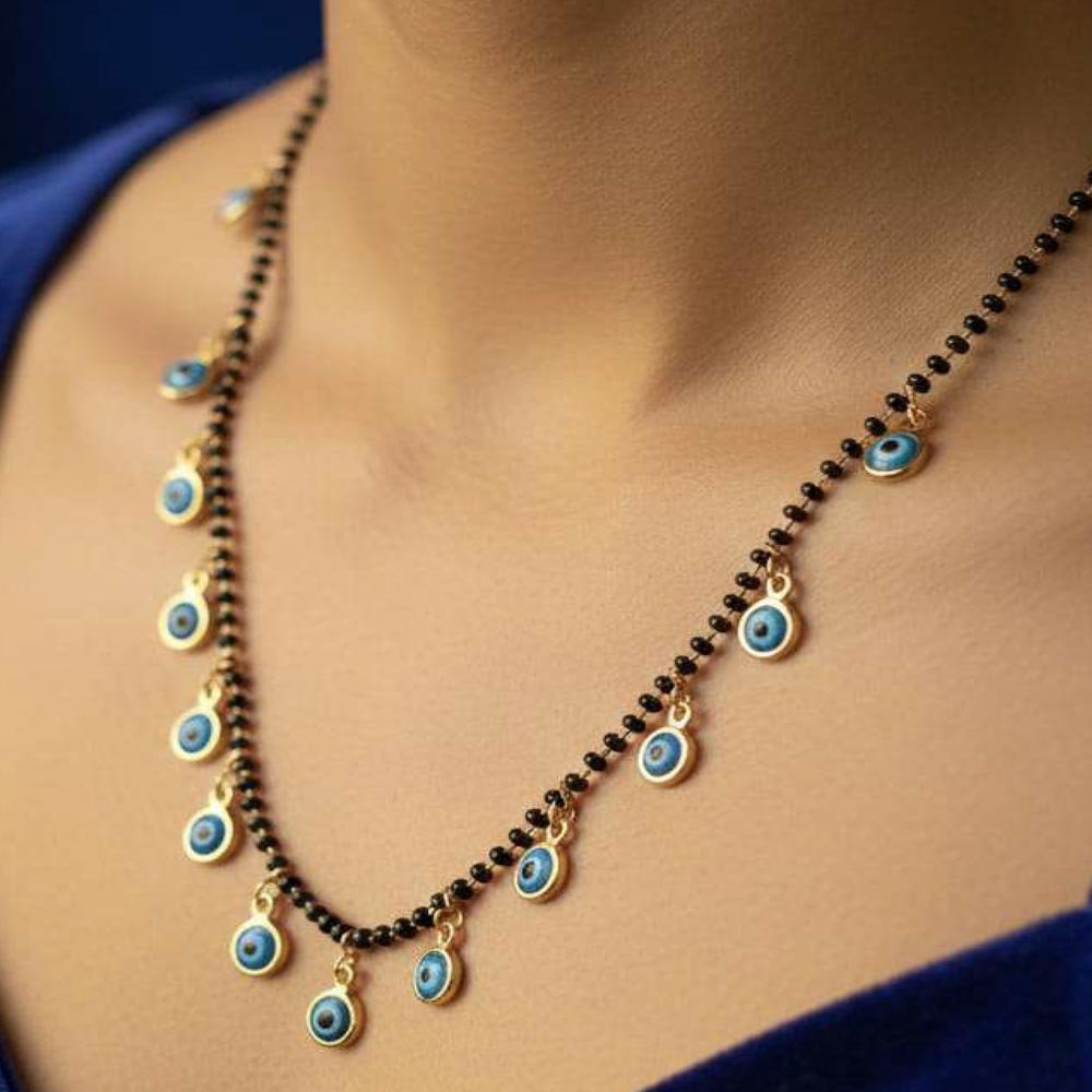 Gold Plated Blue Evil Eye Charm Mangalsutra Necklace (Art No. 164) - Image 4