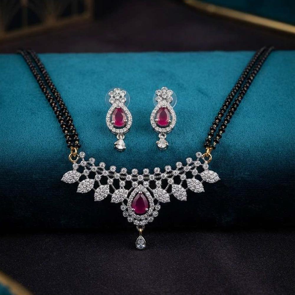 Silver Plated Ruby CZ Mangalsutra Set For Women ( Art No. 104) - Image 3