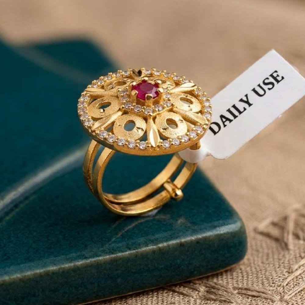 Elegant Gold Plated AD Stone Adjustable Ring ( Art No. 72) - Image 2