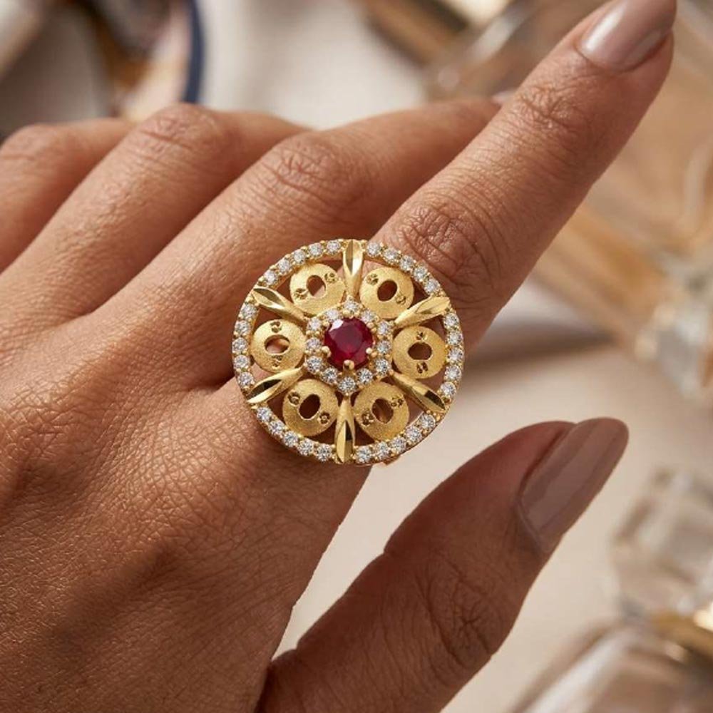 Elegant Gold Plated AD Stone Adjustable Ring ( Art No. 72) - Image 3