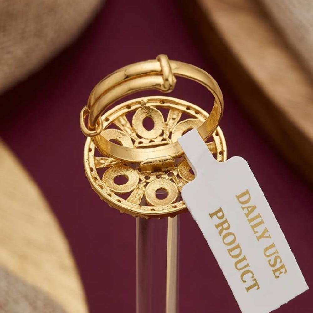 Elegant Gold Plated AD Stone Adjustable Ring ( Art No. 72) - Image 4