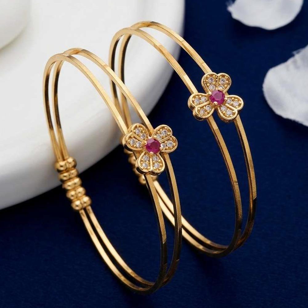 Gold Plated Floral AD Kada Bracelet (Art No.211) - Image 2