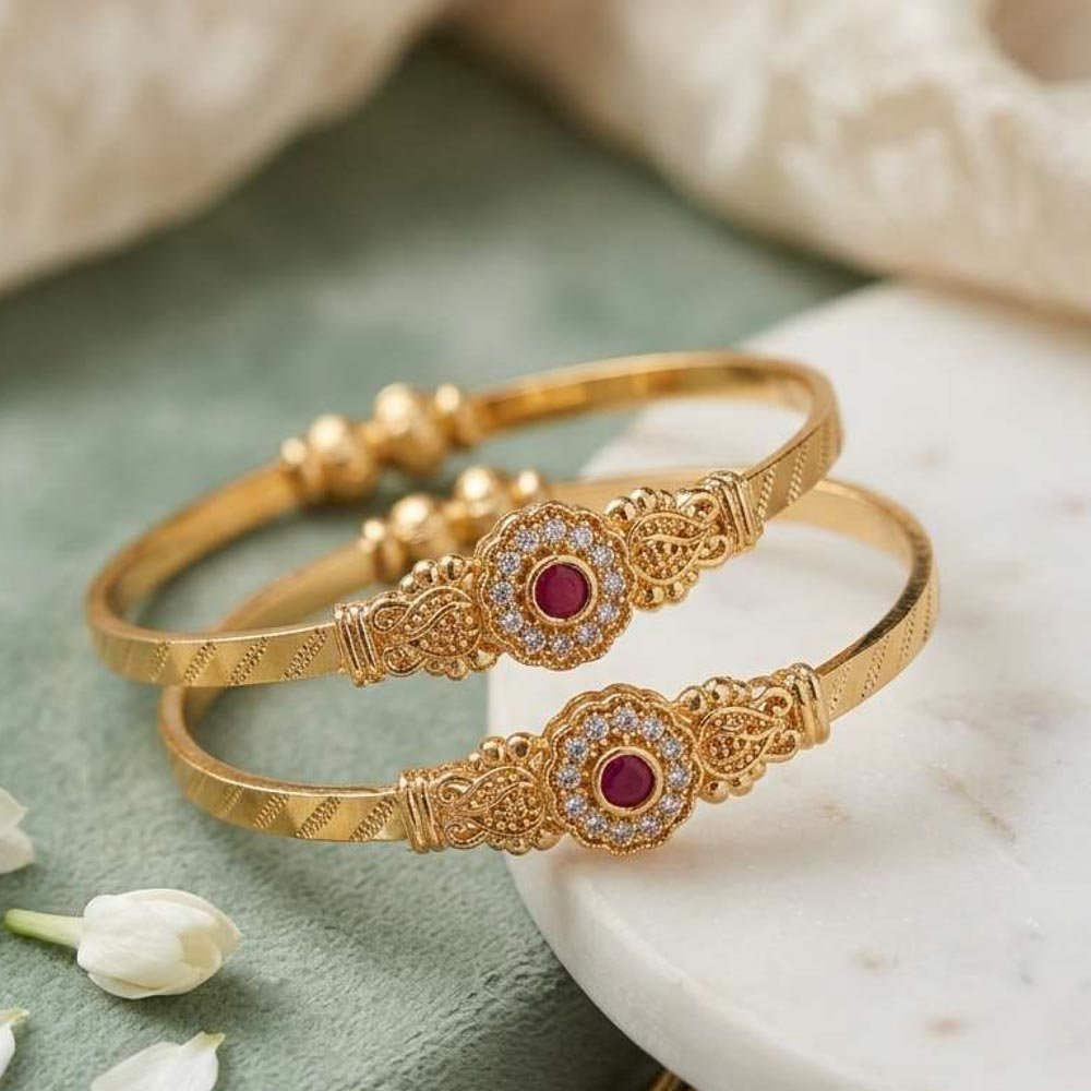 Gold Plated Ruby Stone Designer Bracelet (Art No.206)