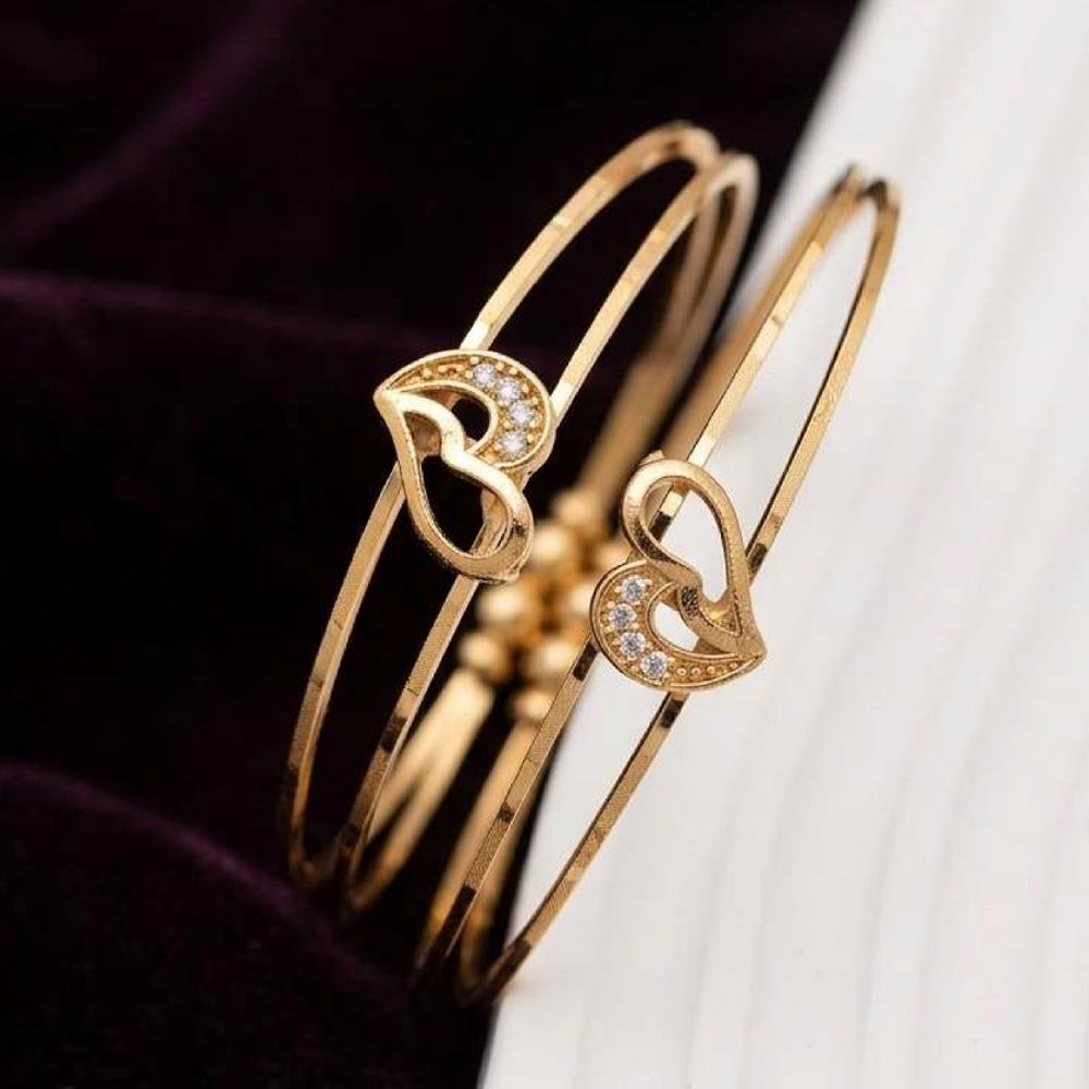 Gold Plated Heart Design Open Kada Bracelet (Art No.207) - Image 3