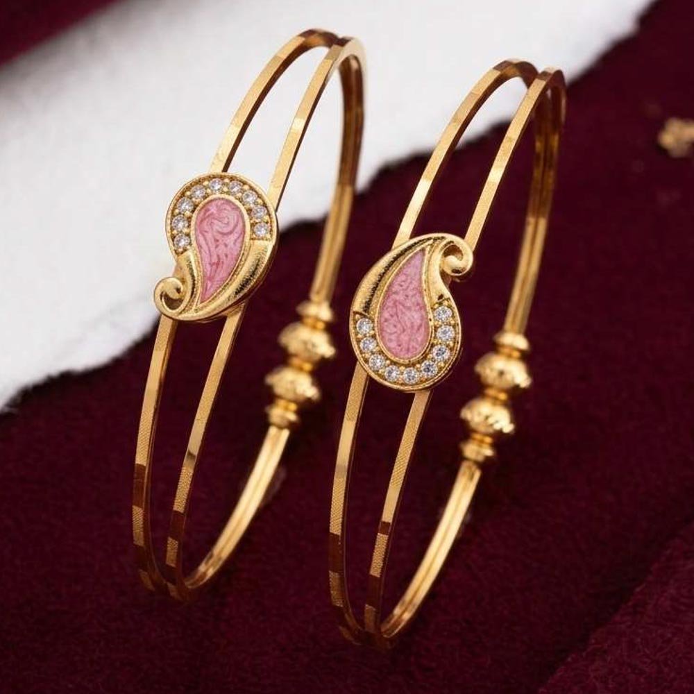 Gold Plated Pink Paisley Adjustable Bracelet  (Art No.209)