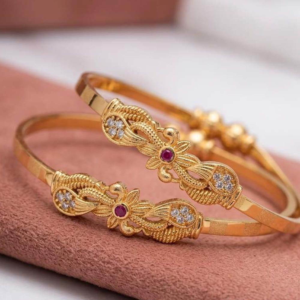 Gold Plated Floral Openable Kada Bracelet (Art No. 204) - Image 3