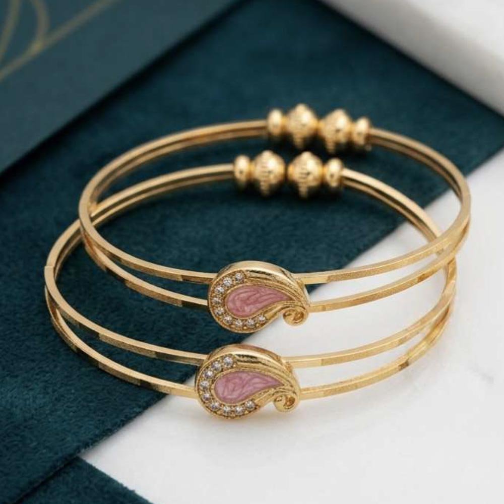 Gold Plated Pink Paisley Adjustable Bracelet (Art No.209) - Image 4