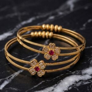Gold Plated Floral AD Kada Bracelet (Art No.211)