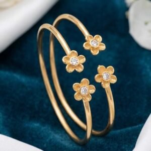 Gold Plated Floral Open Cuff Bracelet (Art No.203)