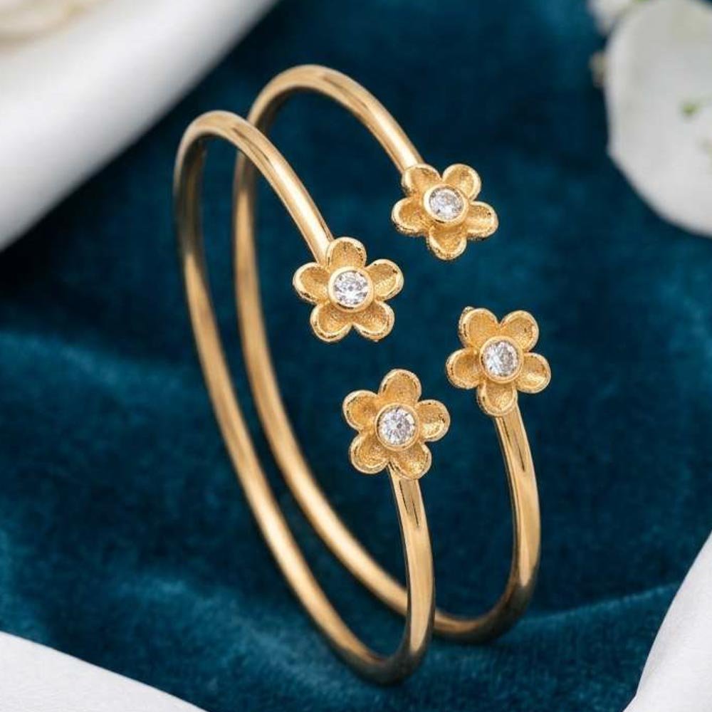 Gold Plated Floral Open Cuff Bracelet (Art No.203)