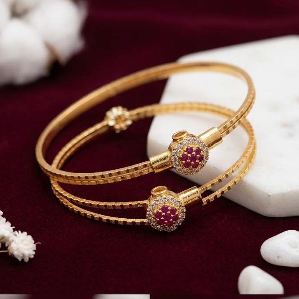 Gold Plated Ruby AD Designer Openable Bracelet (Art No. 212)