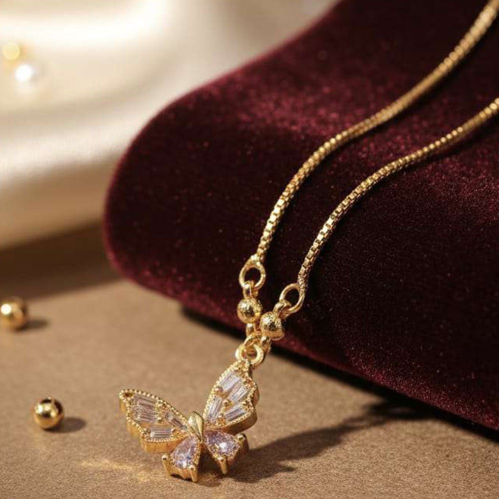 Gold Plated Butterfly Pendant Necklace (Art No.194) - Image 4