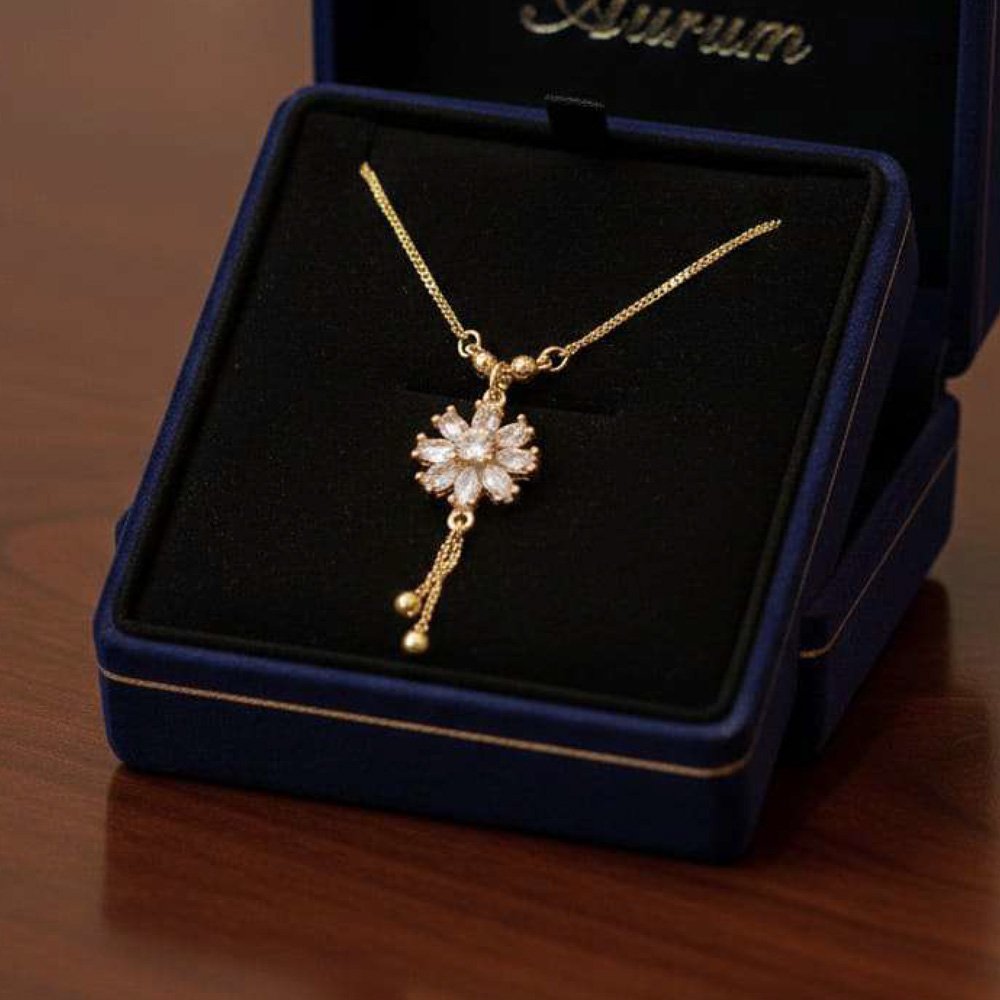 Gold Plated Floral AD Pendant Necklace (Art No.191) - Image 3