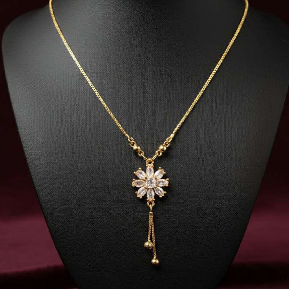 Gold Plated Floral AD Pendant Necklace (Art No.191)