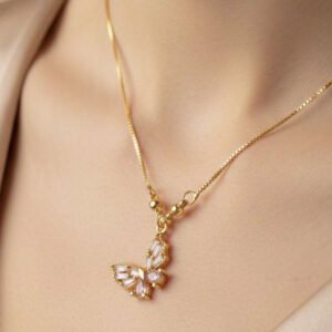 Gold Plated Butterfly Pendant Necklace (Art No.194)
