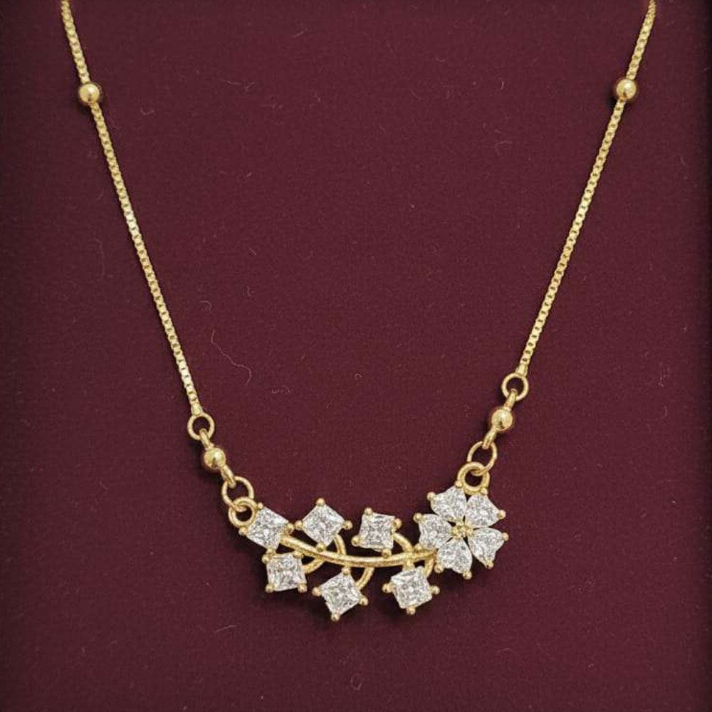 Gold Plated Flower CZ Pendant Necklace (Art No.195) - Image 4