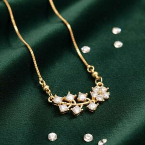 Gold Plated Flower CZ Pendant Necklace (Art No.195)