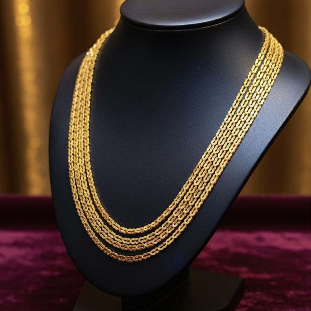 Elegant Gold Plated Layered Chain Necklace (Art No.187) - Image 2