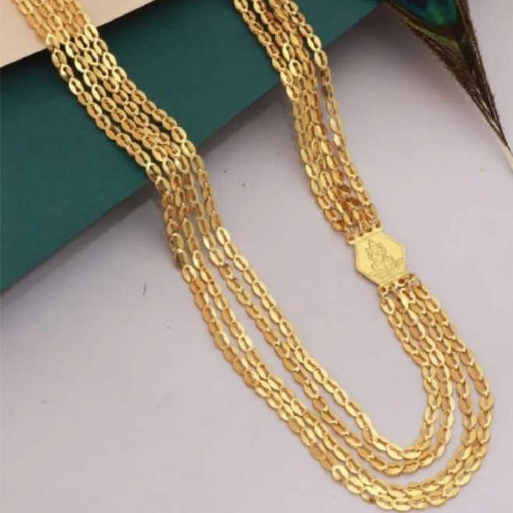 Traditional Gold Plated Multi Layer Long Necklace (Art No.186) - Image 4