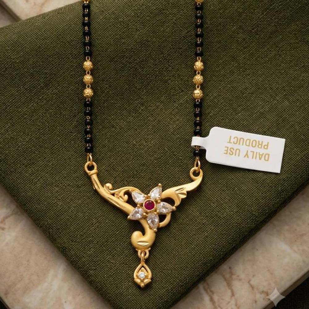 Gold Plated Floral Mangalsutra for Women with AD Stones(Art No. 29) - Image 4
